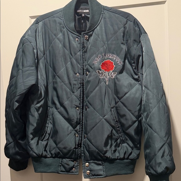 Fashion Nova Sienna Rose Bomber Jacket - Hunter - Picture 4 of 5